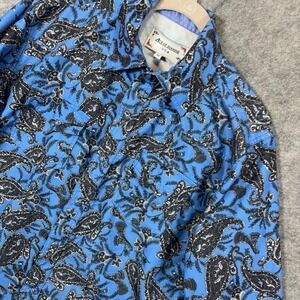 Ace of Diamond Western Pearl Snap Shirt Mens Sz M Blue Black Paisley